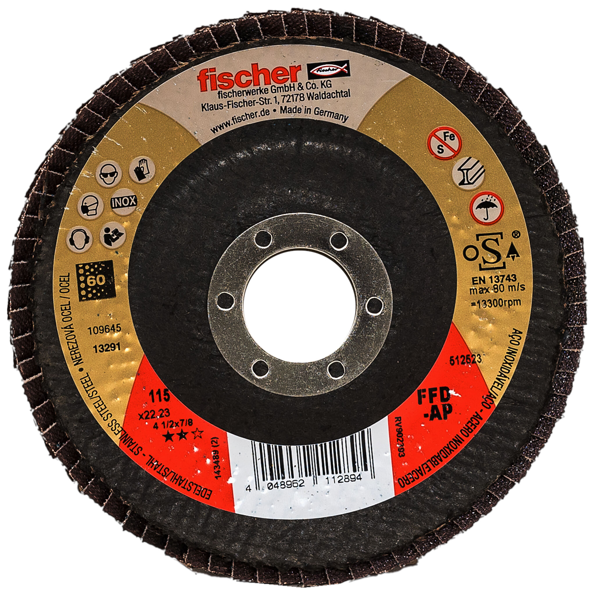 Obrázek výrobku: "Brusný lamelový talíř fischer FFD-AP 115 K60 INOX"