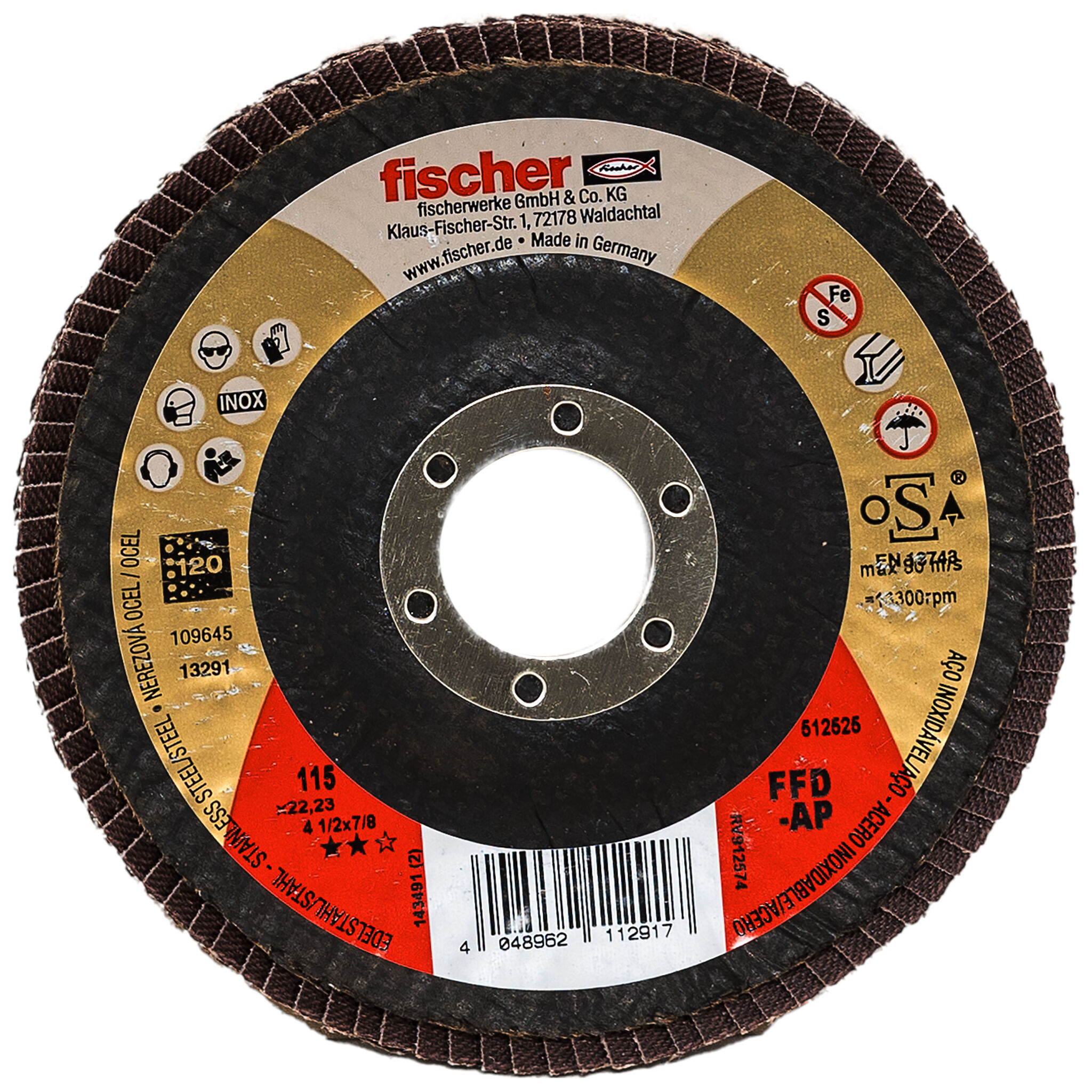 Obrázek výrobku: "Brusný lamelový talíř fischer FFD-AP 115 K120 INOX"