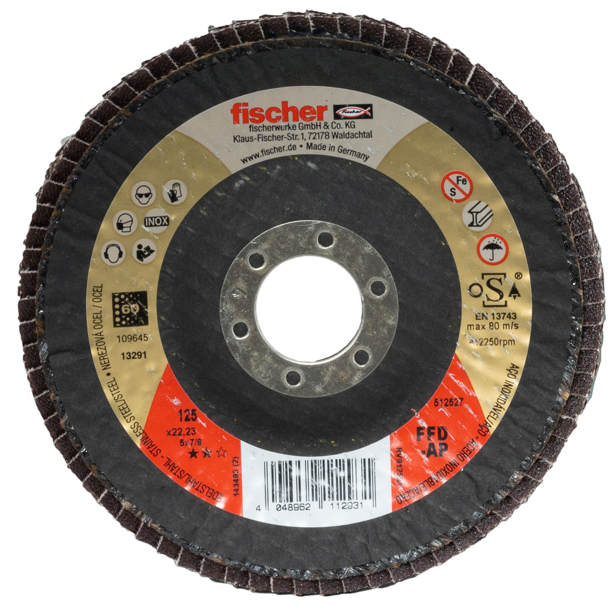 Product Picture: "fischer brúsny lamelový kotúč FFD-AP 125 K60 INOX"