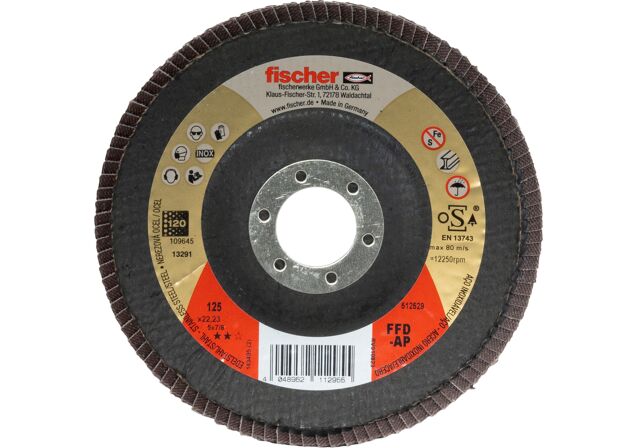 Εικόνα προϊόντος: "fischer FFD-AP 125 K120 Φτερωτός δίσκος λείανσης inox"