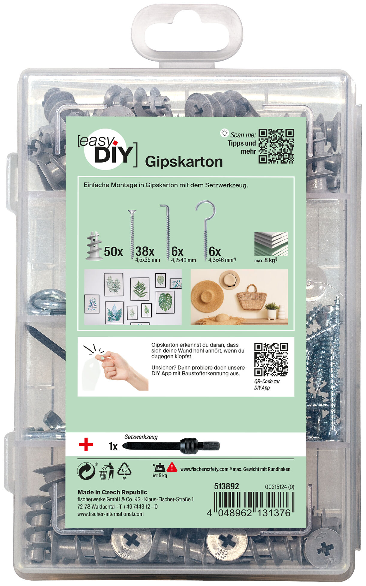 Verpackung: "fischer EasyDIY Box Gipskarton (101 Teile)"