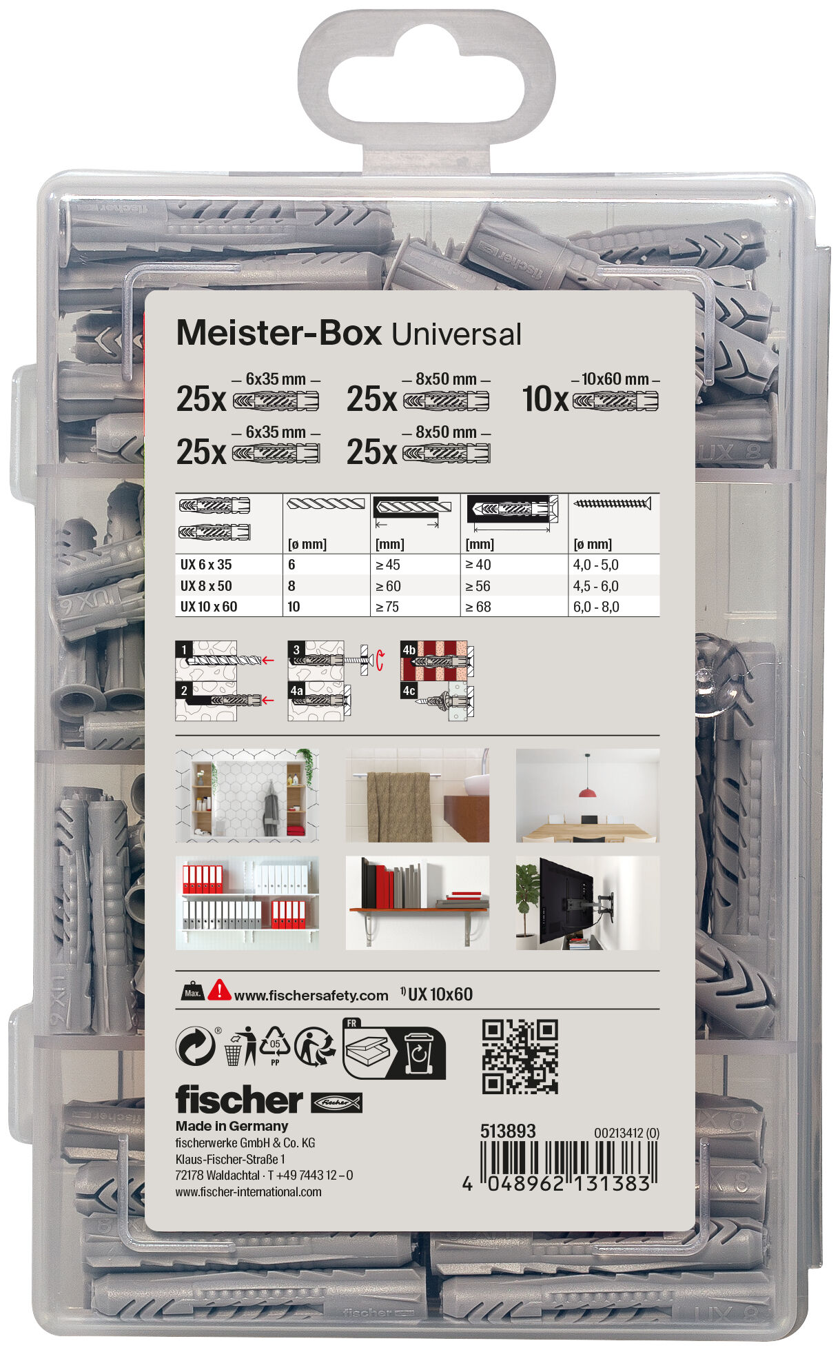 Verpackung: "fischer Meister-Box Universal (110 Teile)"