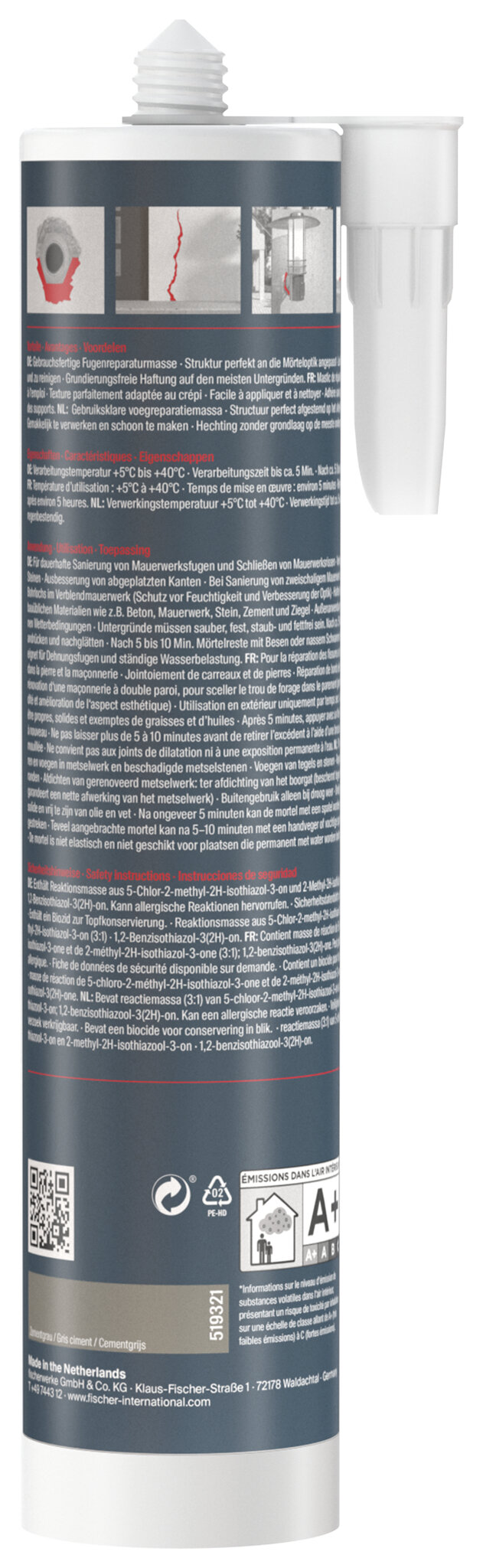 Packaging: "fischer Repair AC (DEC) cementgrijs"