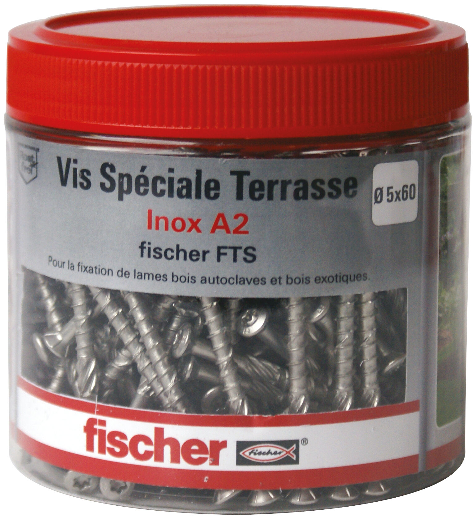 Product Picture: "Vis pour terrasse FTF-ST 5,0 x 60 A2 200 Tête fraisée, empreinte TX, filetage partiel"