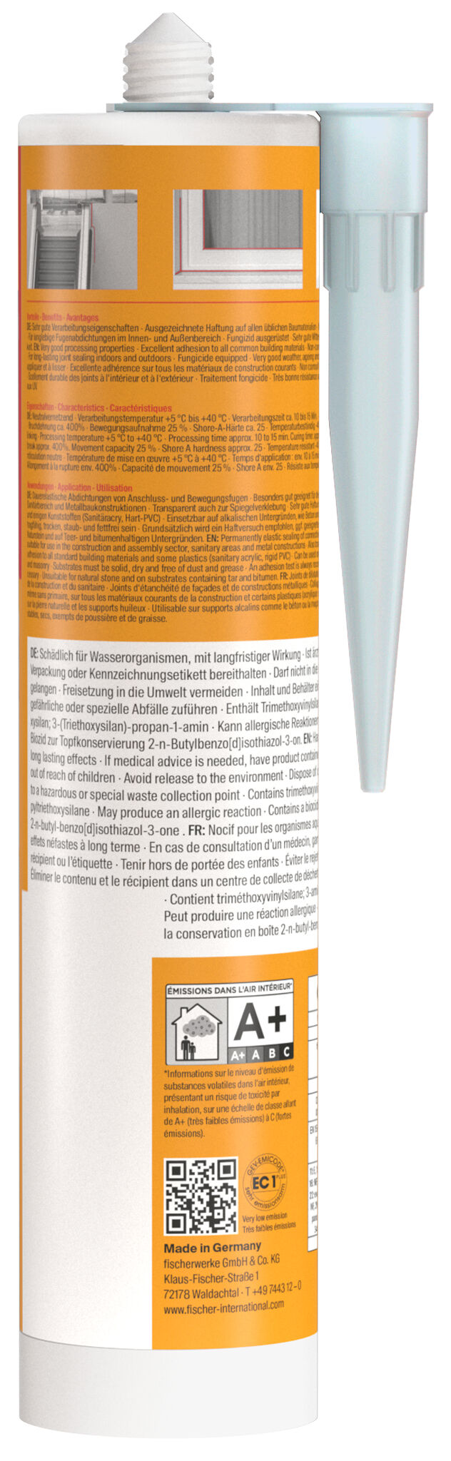 Packaging: "fischer construction silicone Construction Pro SI (DBSA) transparent 310 ml"