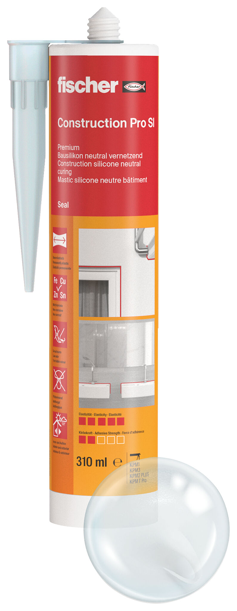 Product Picture: "fischer construction silicone Construction Pro SI (DBSA) transparent 310 ml"