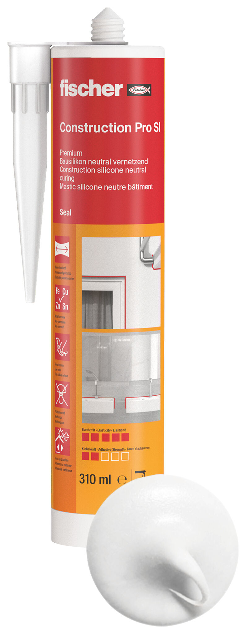 Product Picture: "fischer construction silicone Construction Pro SI (DBSA) white 310 ml"