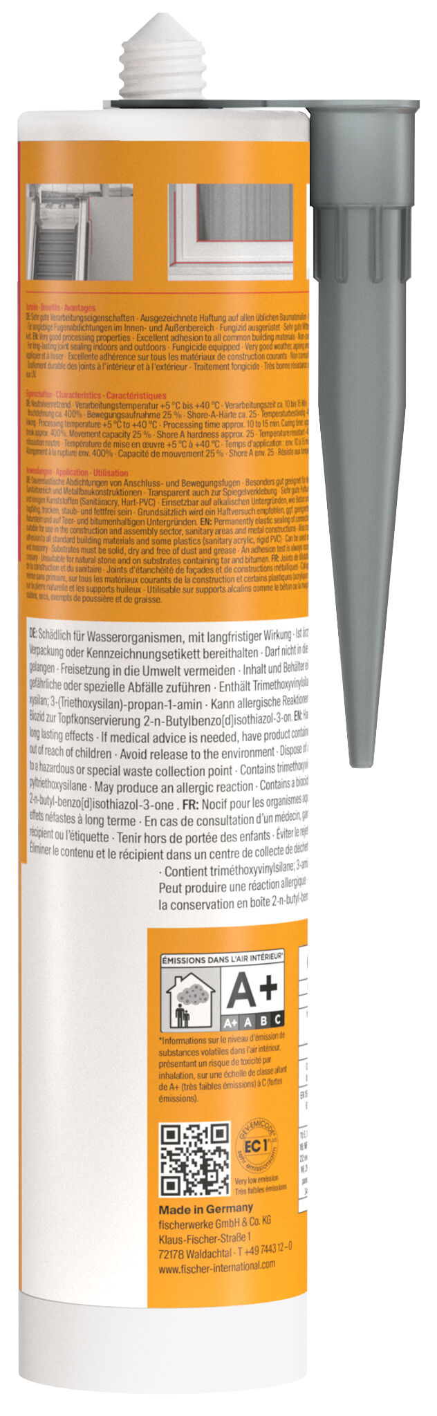 Packaging: "fischer construction silicone Construction Pro SI (DBSA) concrete grey 310 ml"