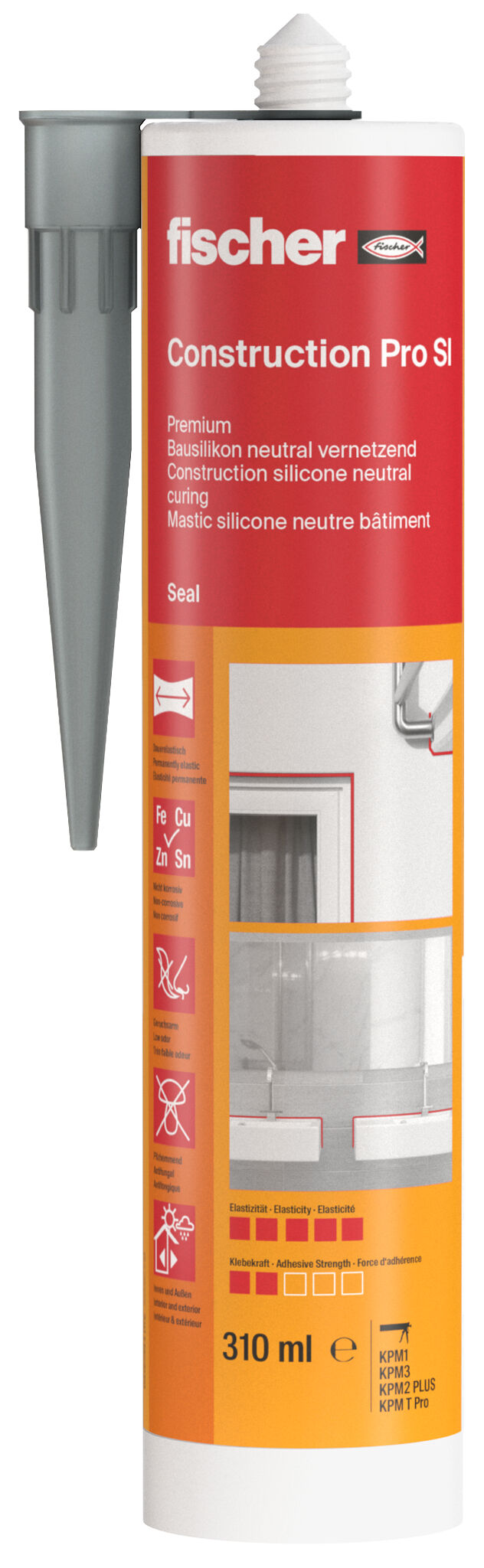 Packaging: "fischer construction silicone Construction Pro SI (DBSA) concrete grey 310 ml"