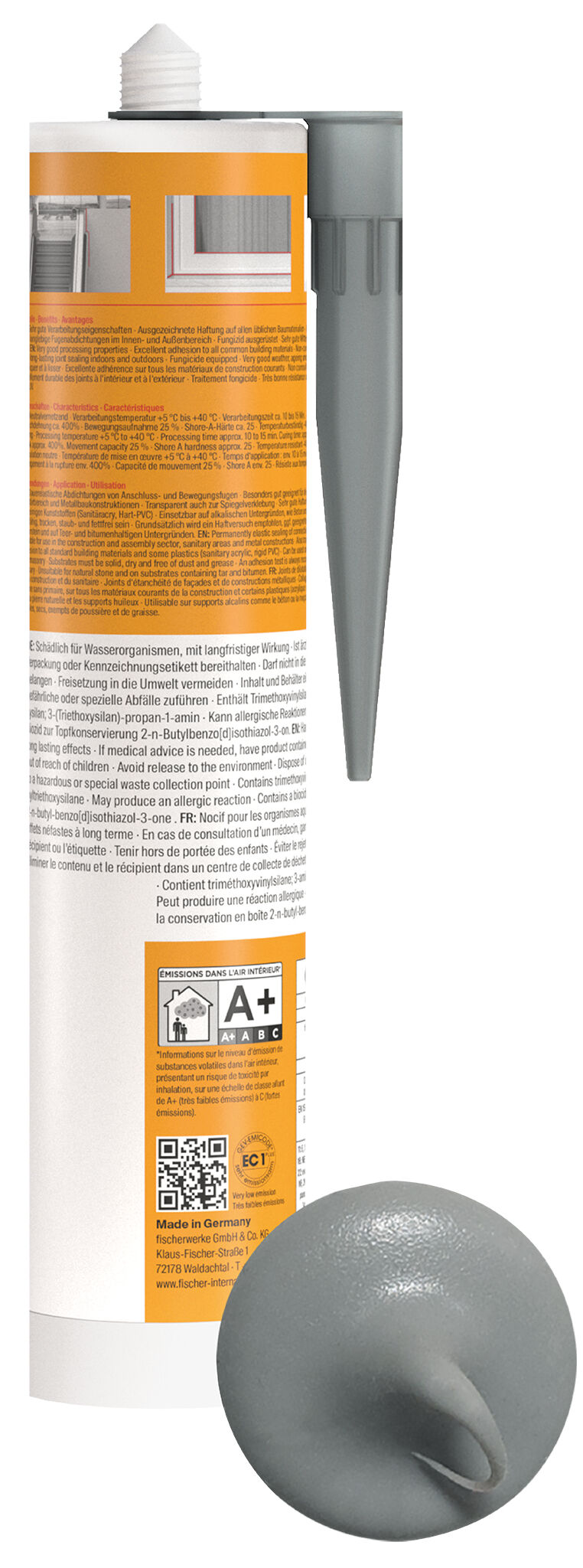 Product Picture: "fischer construction silicone Construction Pro SI (DBSA) concrete grey 310 ml"