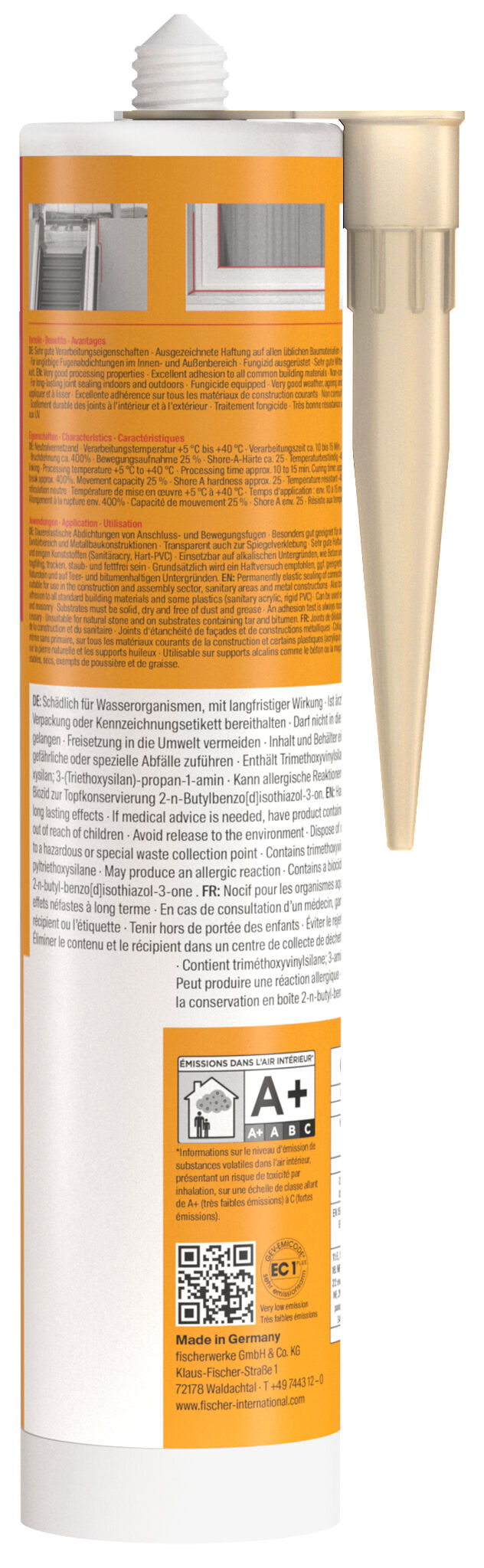 Packaging: "fischer construction silicone Construction Pro SI (DBSA) beige 310 ml"