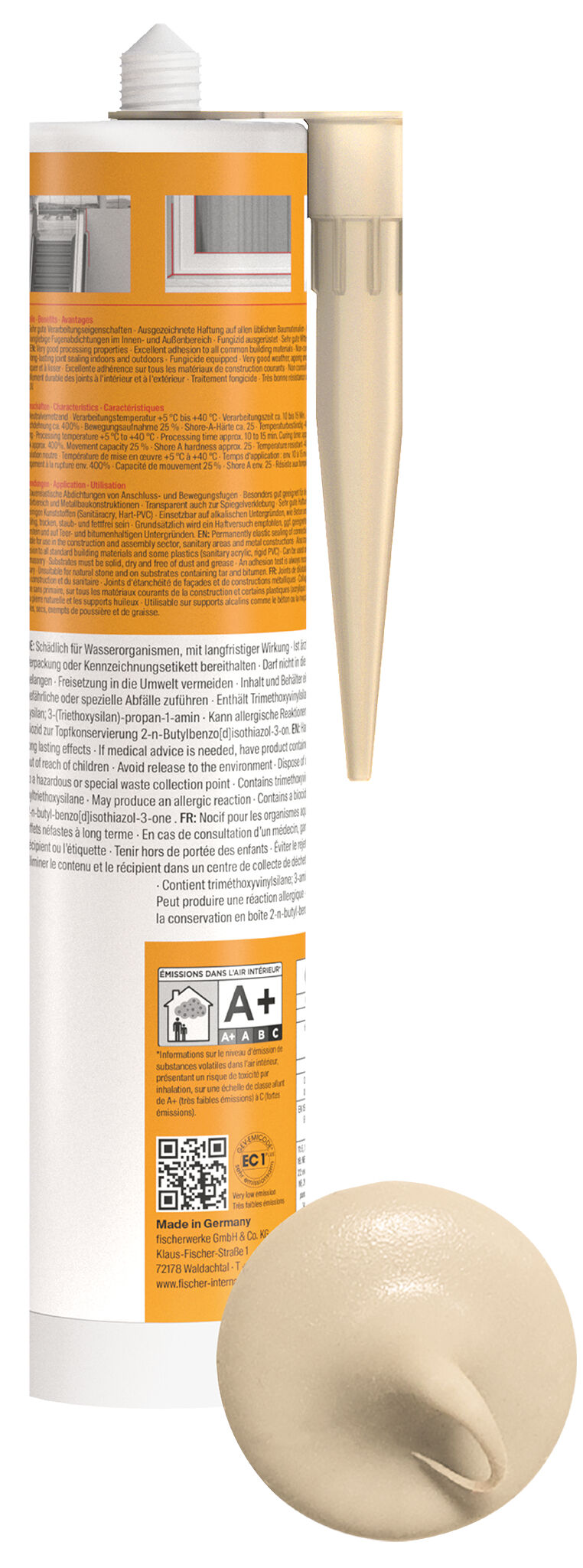 Product Picture: "fischer construction silicone Construction Pro SI (DBSA) beige 310 ml"