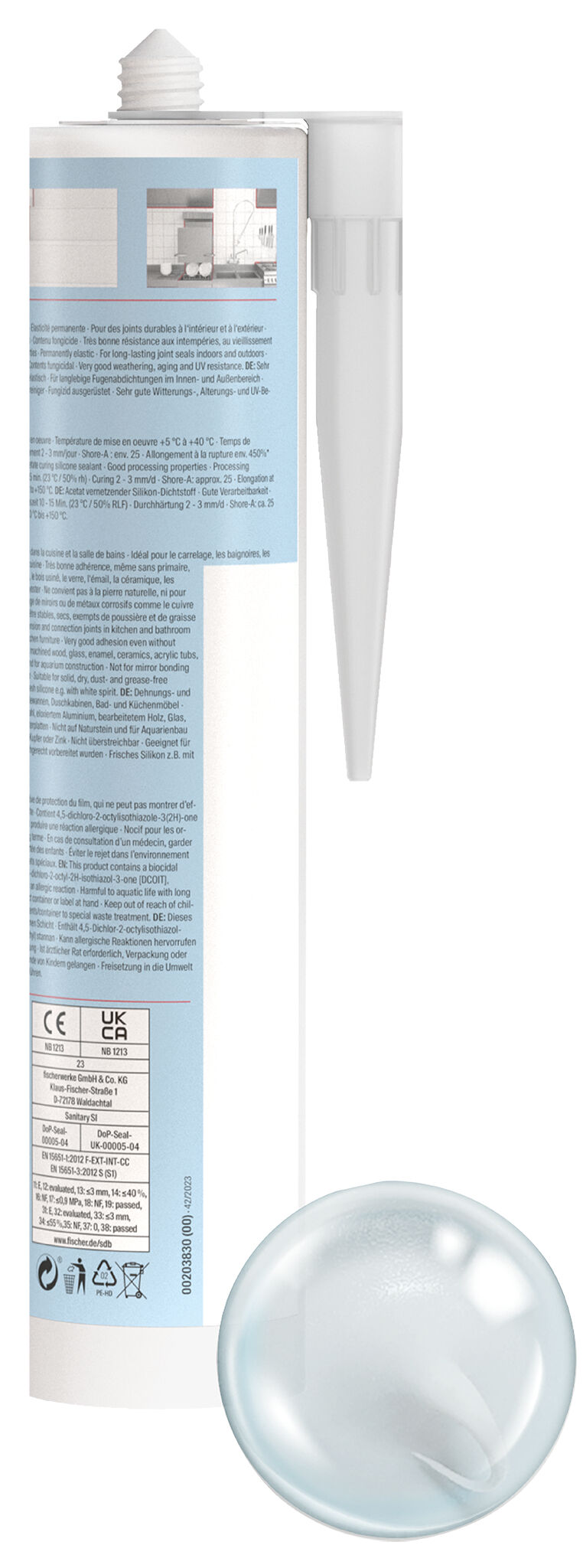 Product Picture: "fischer sanitary silicone Sanitary Pro SI (DSSA) transparent 310 ml"