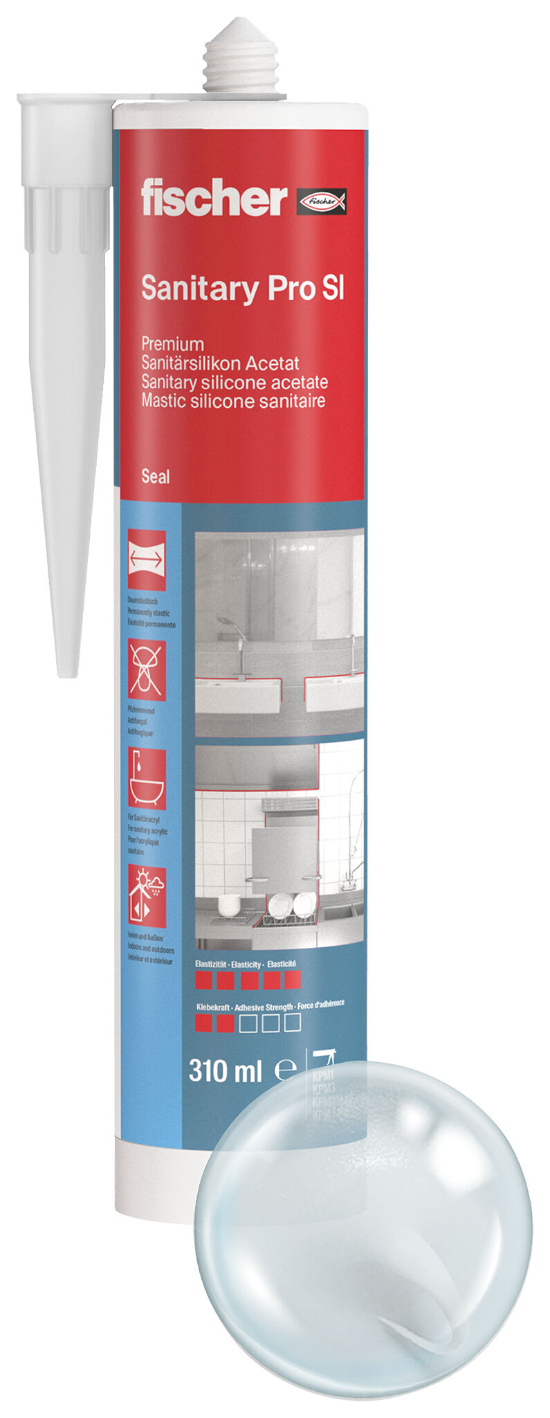 Product Picture: "fischer sanitary silicone Sanitary Pro SI (DSSA) transparent 310 ml"