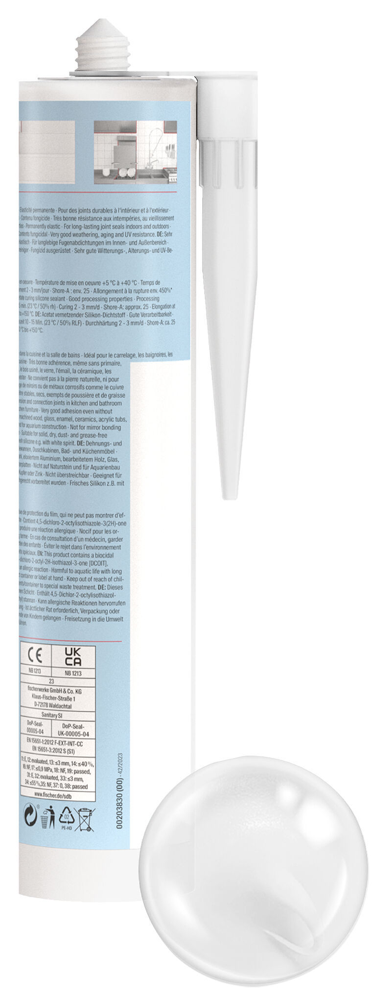 Product Picture: "fischer sanitary silicone Sanitary Pro SI (DSSA) transparent 310 ml"
