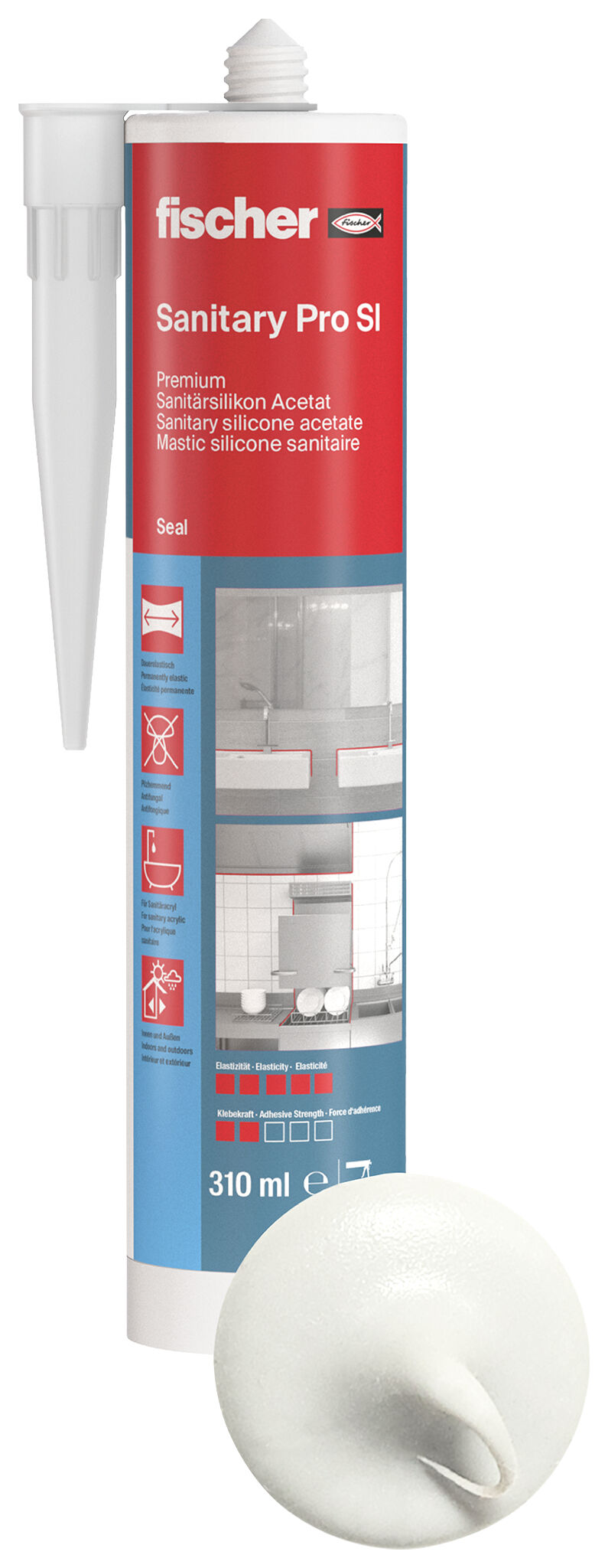 Product Picture: "fischer sanitary silicone Sanitary Pro SI (DSSA) white 310 ml"