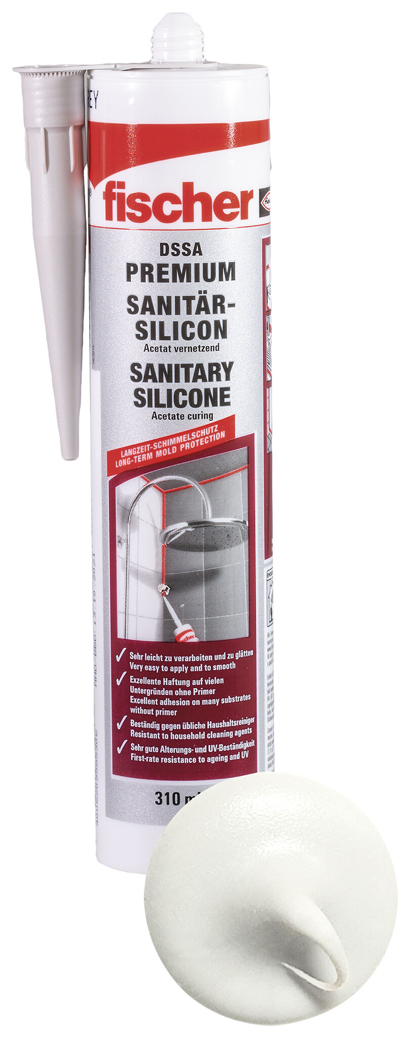 Product Picture: "fischer sanitary silicone DSSA white 310 ml"