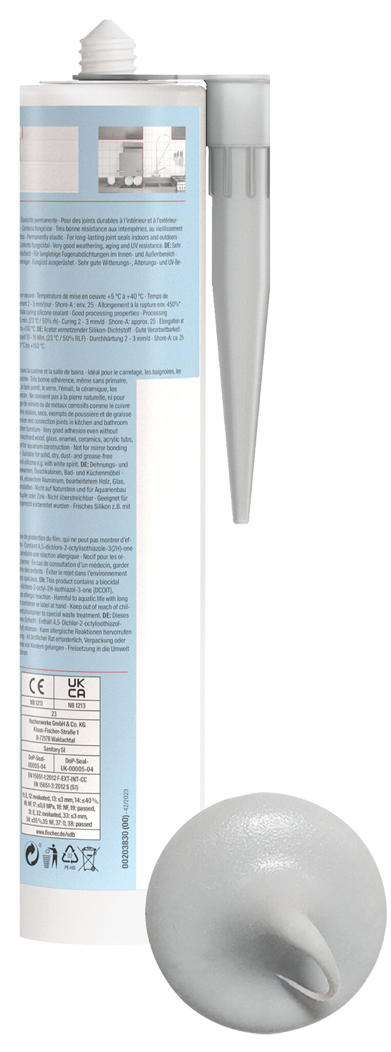 Product Picture: "fischer sanitary silicone Sanitary Pro SI (DSSA) grey 310 ml"