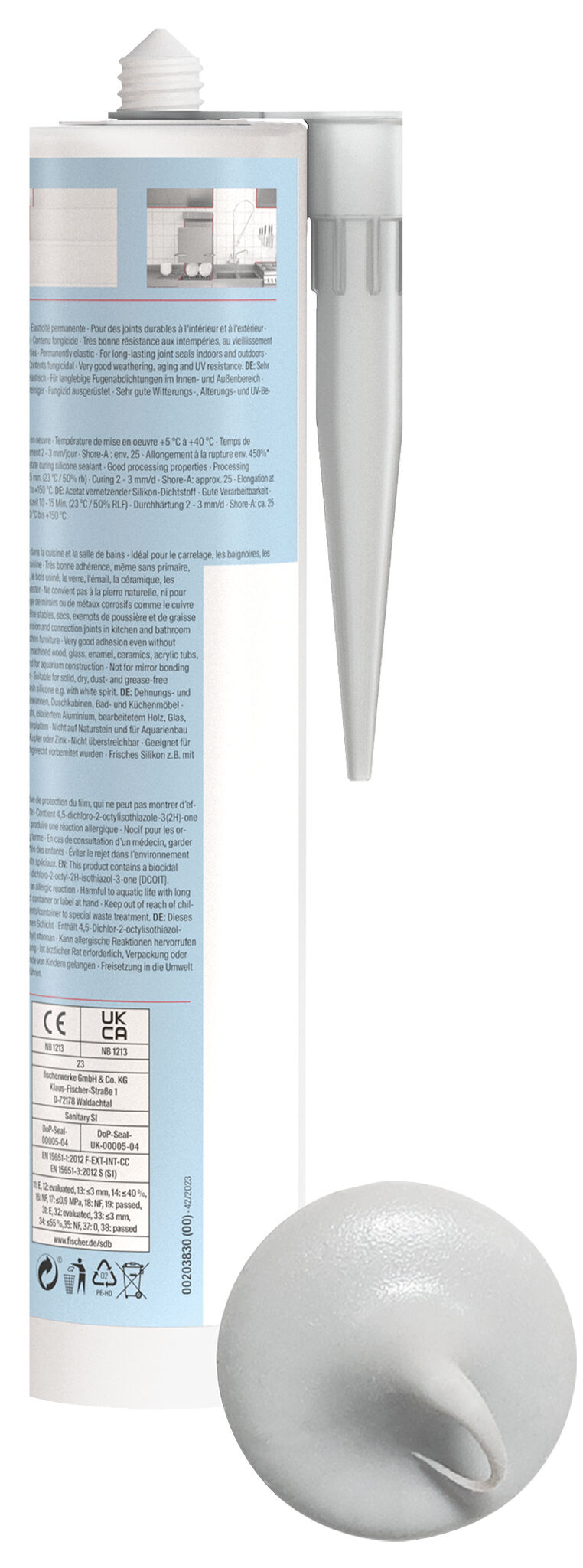 Product Picture: "fischer sanitary silicone Sanitary Pro SI (DSSA) grey 310 ml"