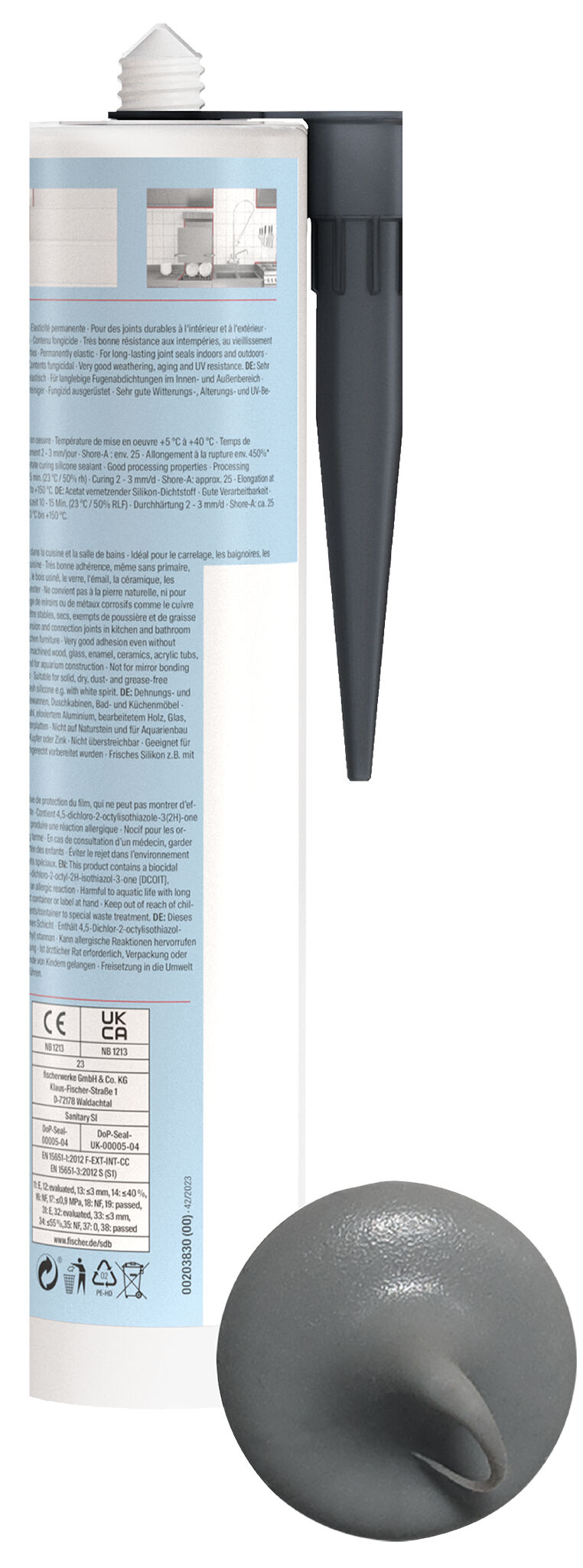 Product Picture: "fischer sanitary silicone Sanitary Pro SI (DSSA) dark grey 310 ml"