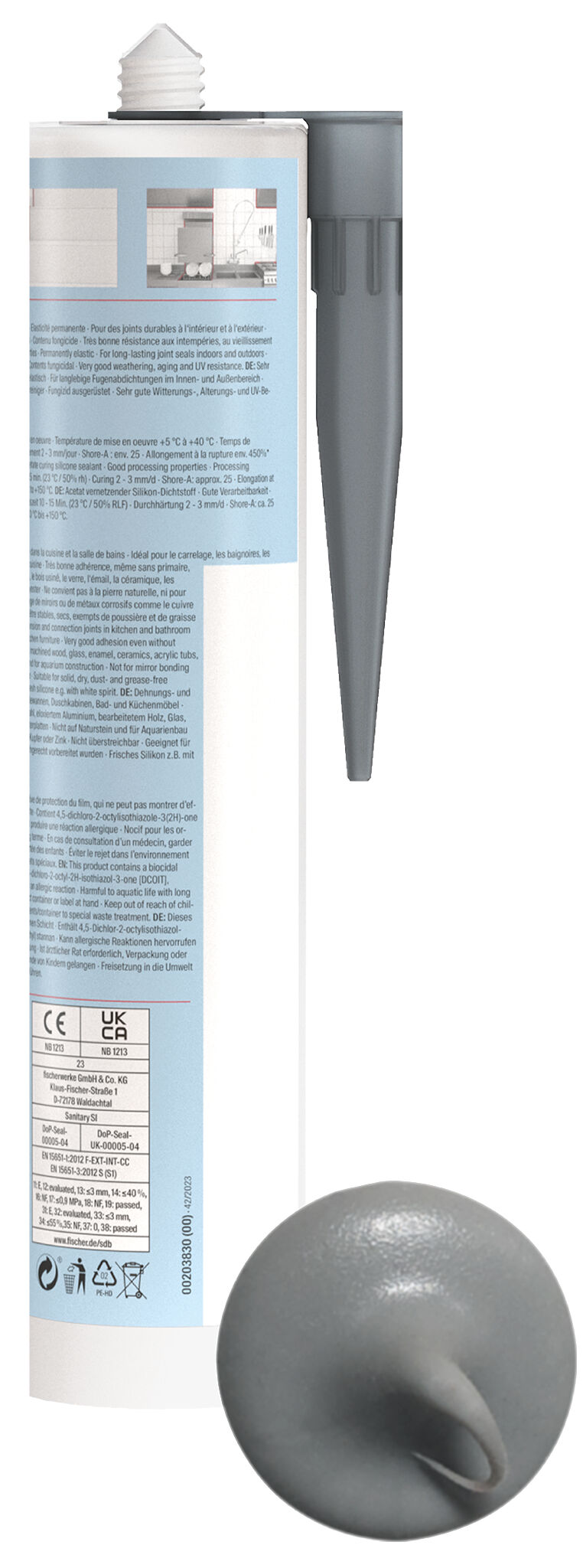 Product Picture: "fischer sanitary silicone Sanitary Pro SI (DSSA) dark grey 310 ml"