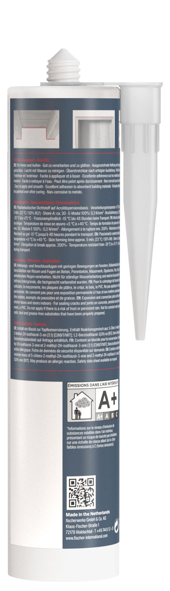 Packaging: "fischer universal acrylic sealant Multi AC white 310 ml"