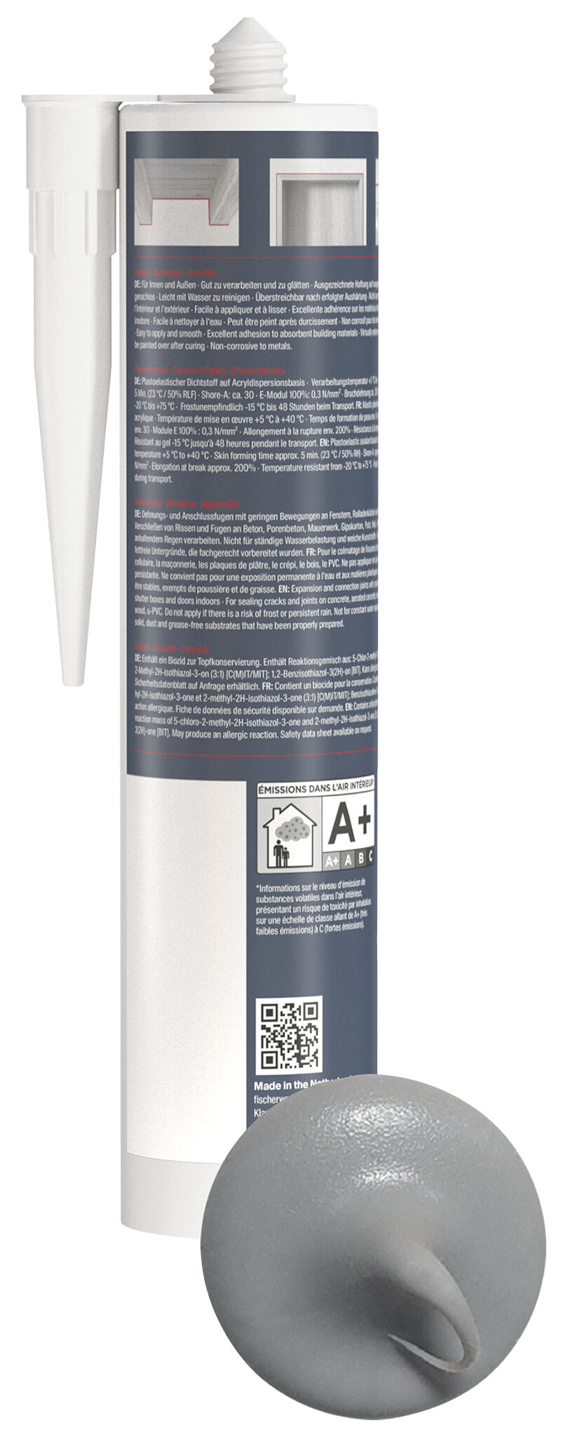 Product Picture: "fischer universal acrylic sealant Multi AC grey 310 ml"
