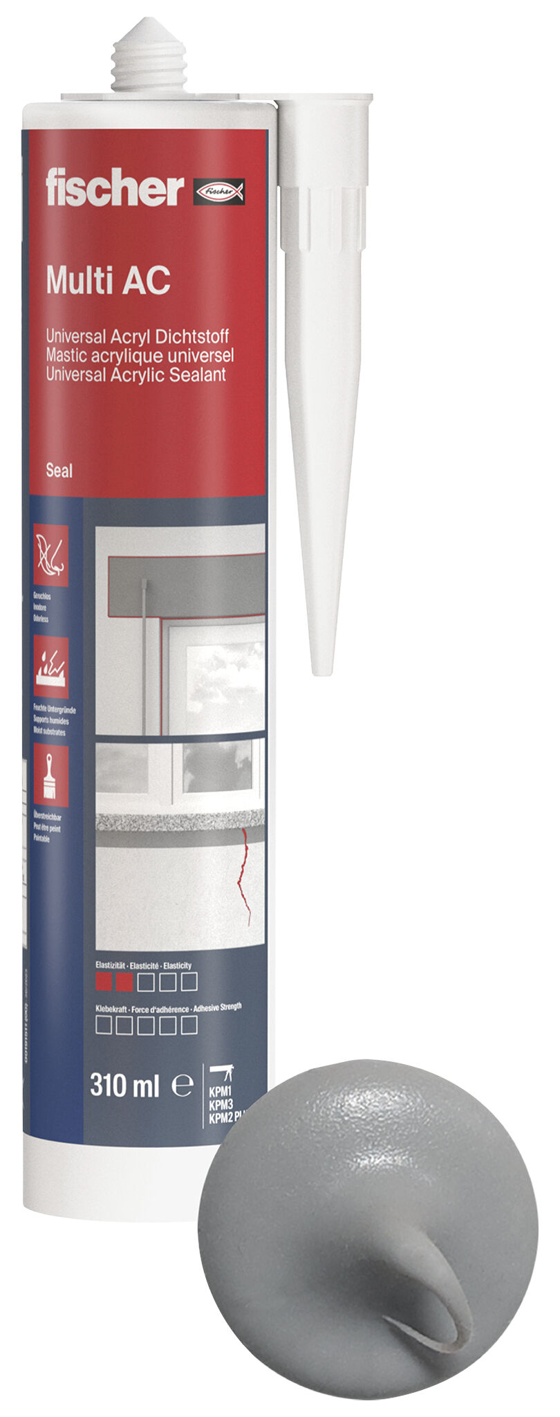 Product Picture: "fischer universal acrylic sealant Multi AC grey 310 ml"