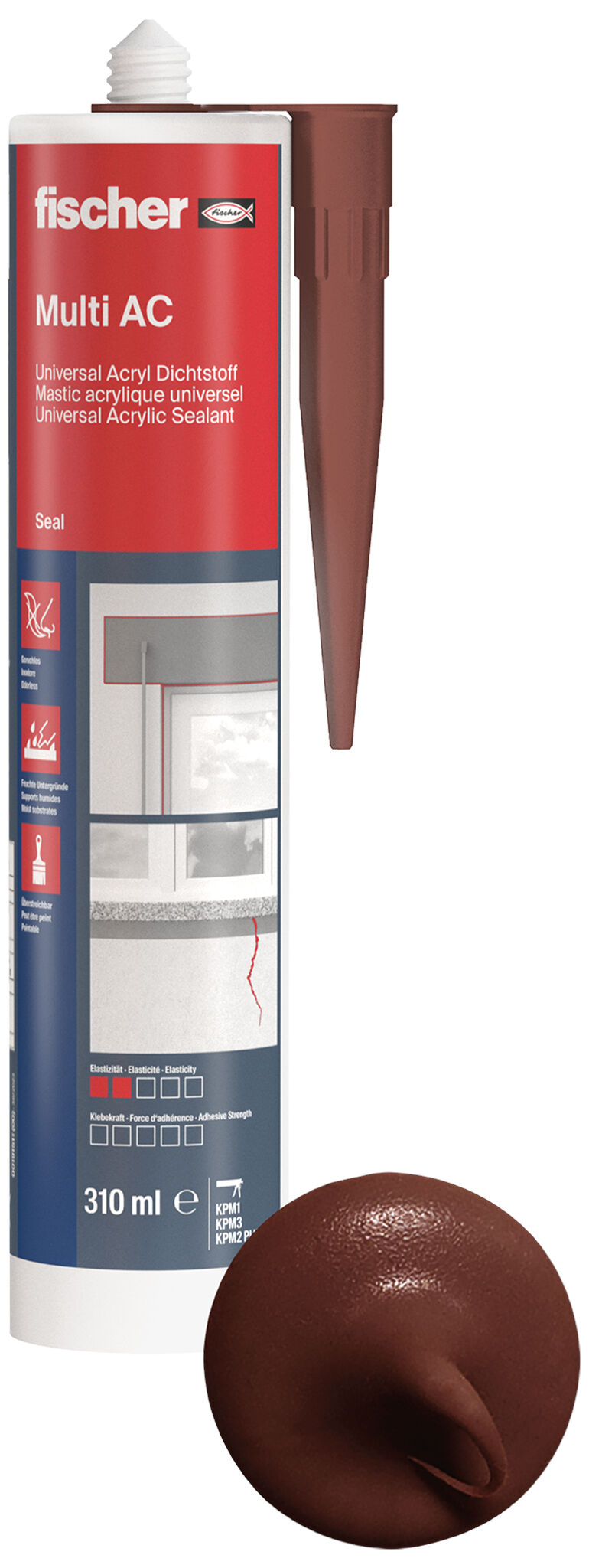 Produktbild: "fischer Universal Acryl Dichtstoff Multi AC braun 310 ml"