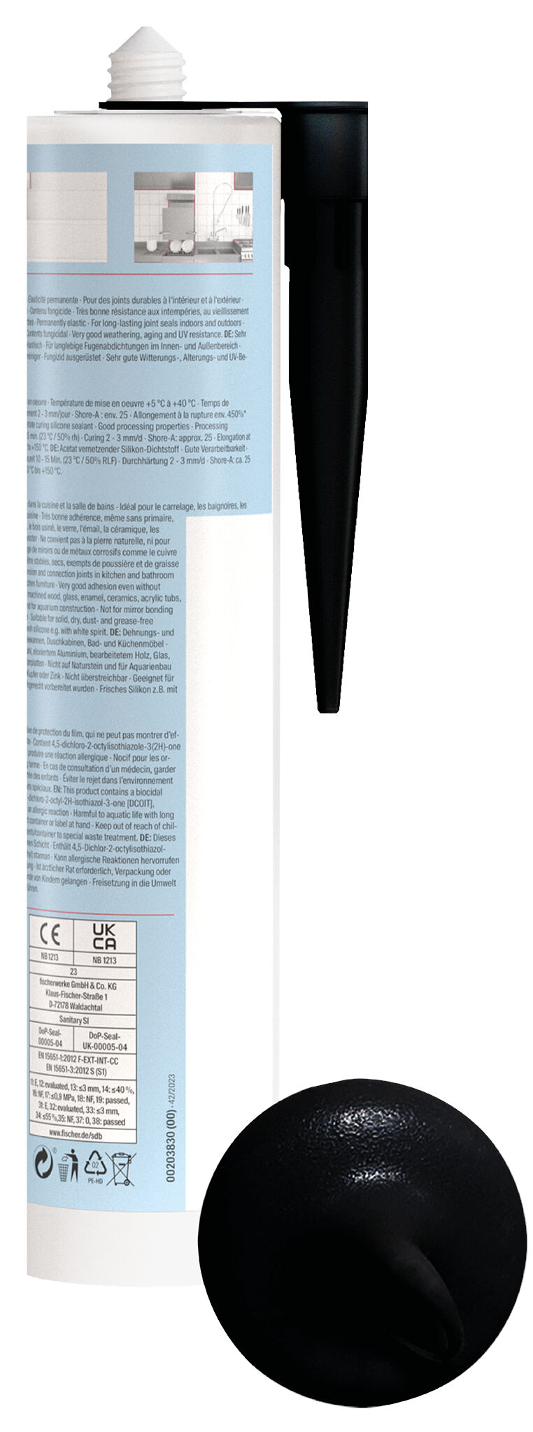 Produktbild: "fischer Sanitärsilikon Sanitary Pro SI (DSSA) schwarz 310 ml"