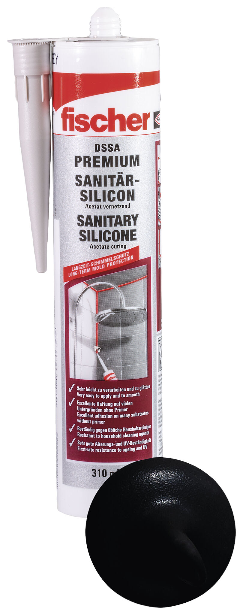 Product Picture: "fischer sanitary silicone DSSA black 310 ml"