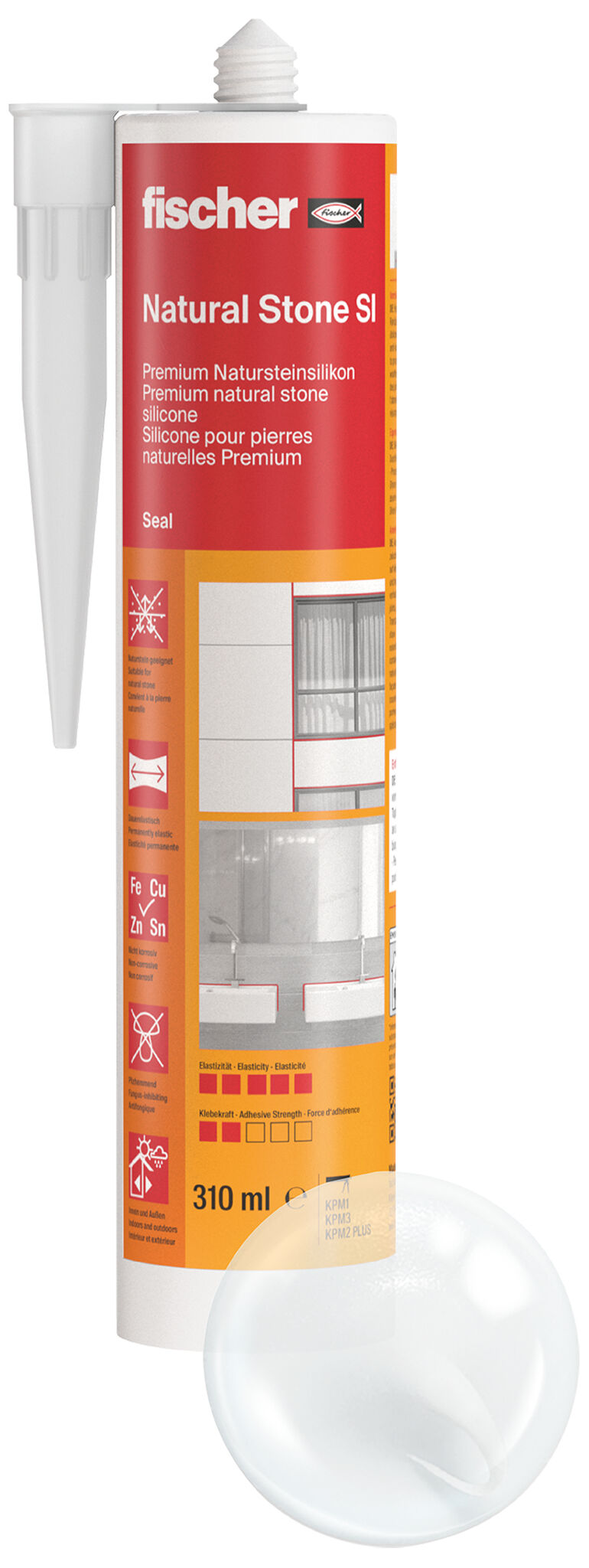 Produktbild: "fischer Natursteinsilikon Natural Stone SI (DNS) transparent 310 ml"