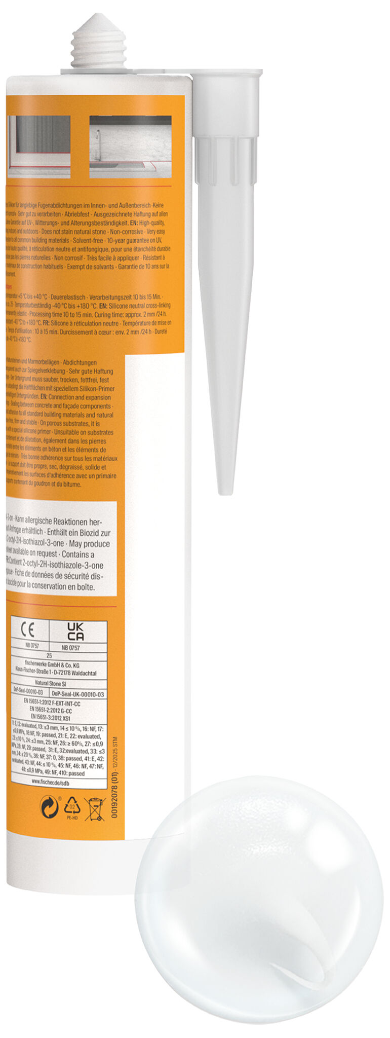 Produktbild: "fischer Natursteinsilikon Natural Stone SI (DNS) transparent 310 ml"