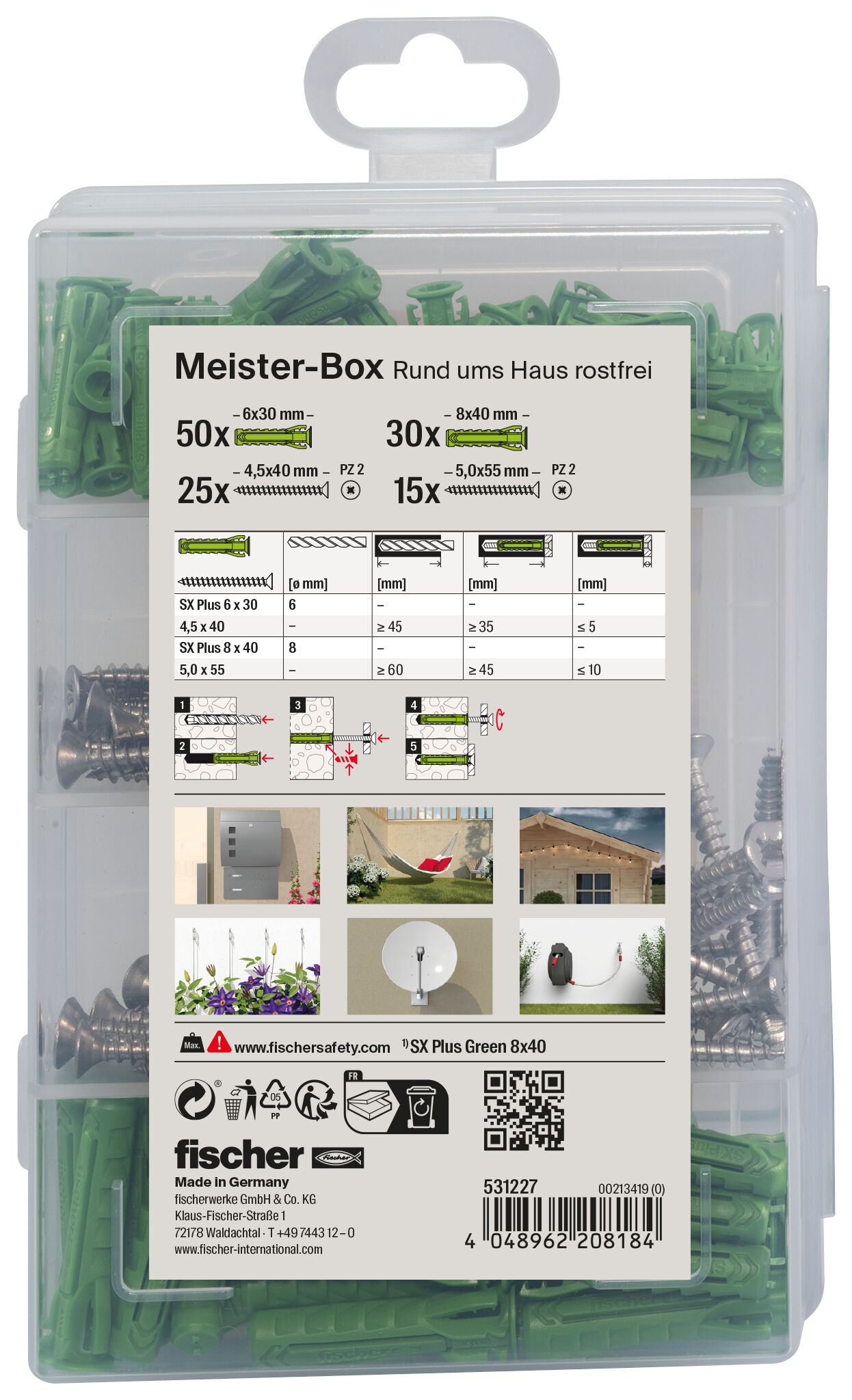 Packaging: "fischer Meister-Box Rund ums Haus rostfrei + Schraube (120)"