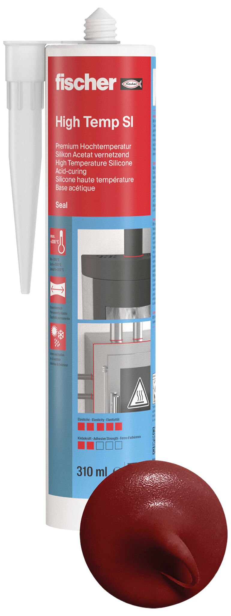 Product Picture: "fischer high temperature silicone High Temp SI red 310 ml"