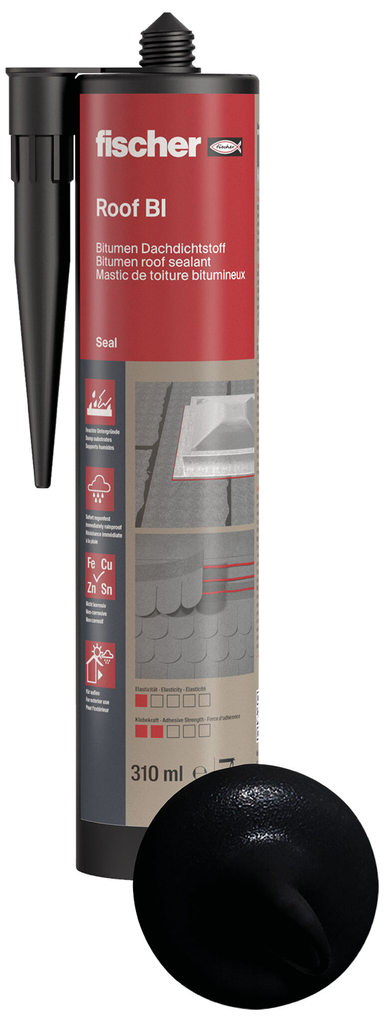 Product Picture: "fischer Roof sealing compound Roof BI (DD) black 310 ml"