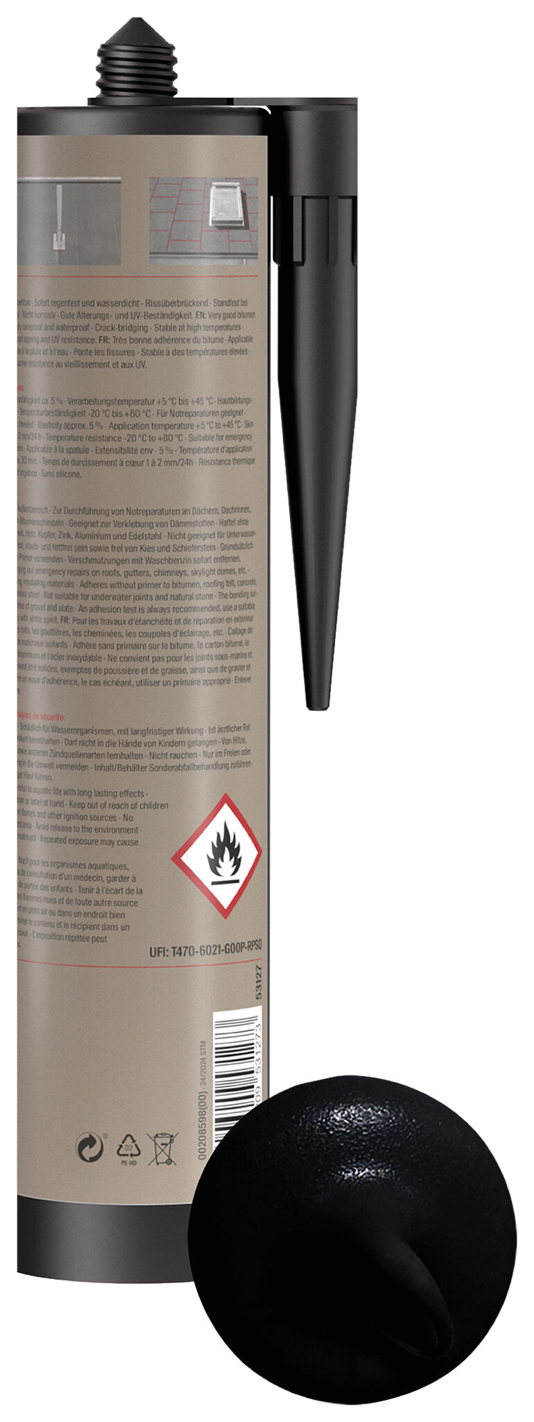Product Picture: "fischer Roof sealing compound Roof BI (DD) black 310 ml"