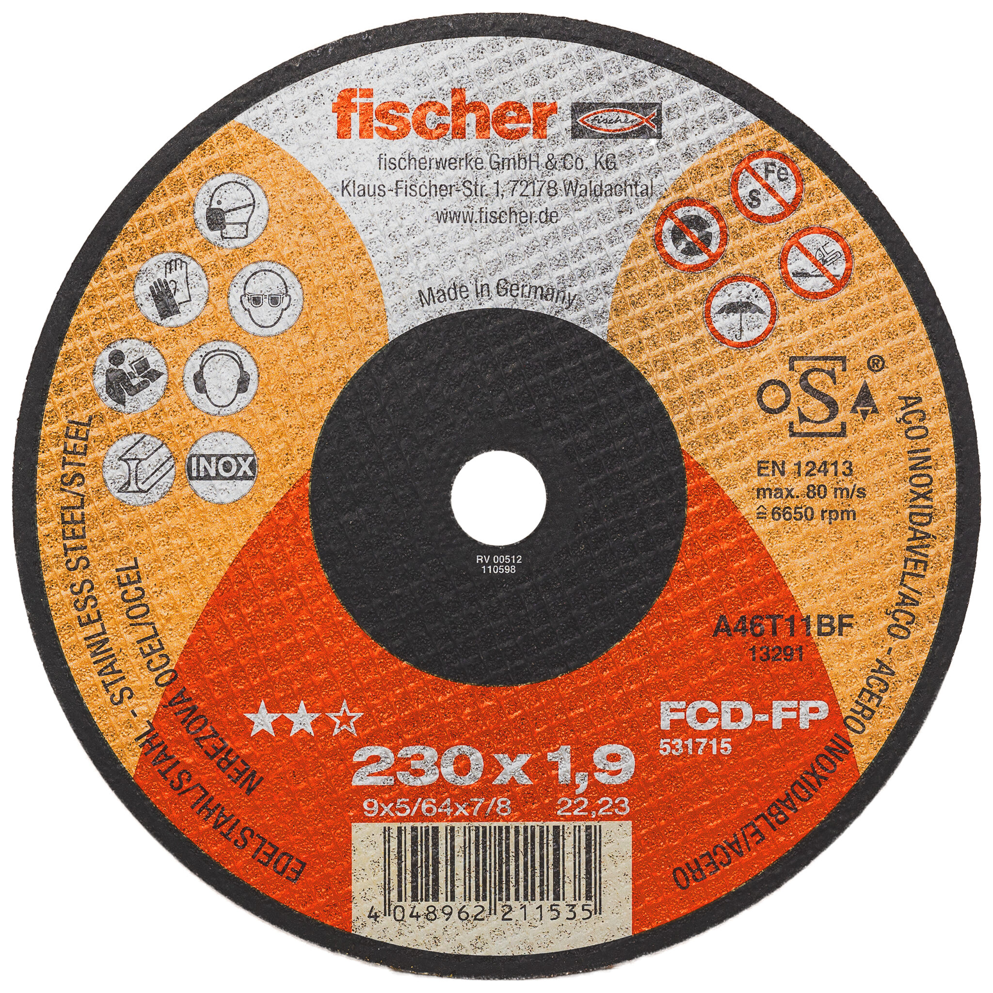 Product Picture: "fischer cutting disc FCD-FP 230 x 1.9 x 22.23 inox"