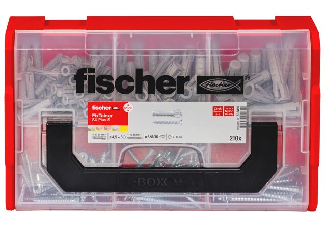 Packaging: "fischer FixTainer - SX-plug and screw-Box"