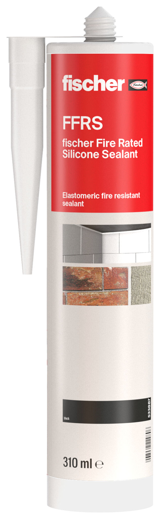 Product Picture: "fischer Fire Rated Silicone Sealant FFRS black 310 ml"