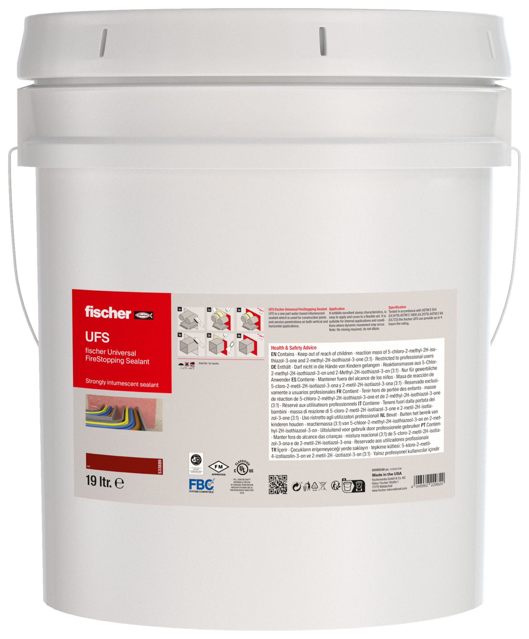 Product Picture: "fischer Universal FireStopping Sealant UFS 19 l in bucket"