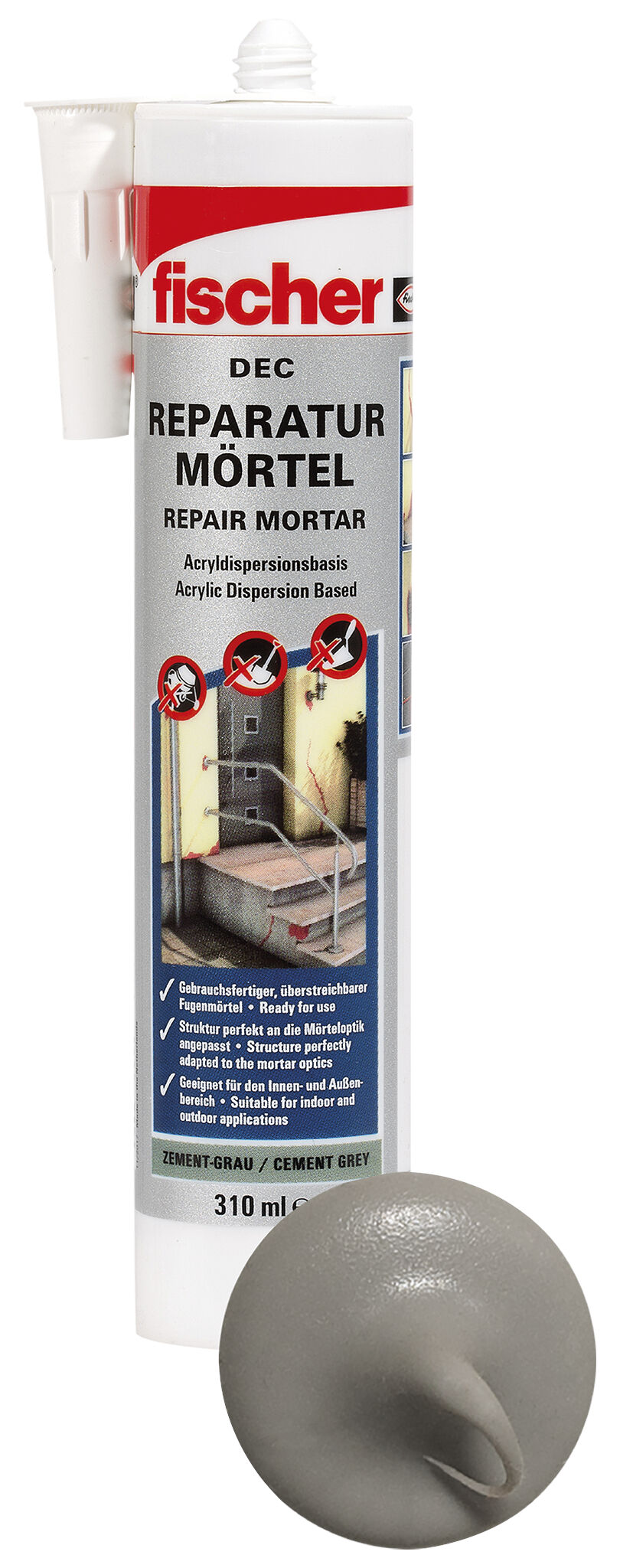 Product Picture: "fischer Repair AC cement grey 310 ml"