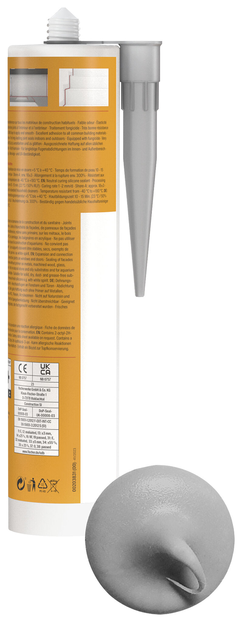 Product Picture: "fischer construction silicone Construction SI concrete grey 280 ml"