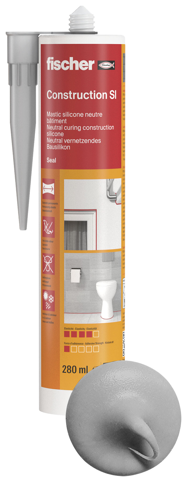 Product Picture: "fischer construction silicone Construction SI concrete grey 280 ml"
