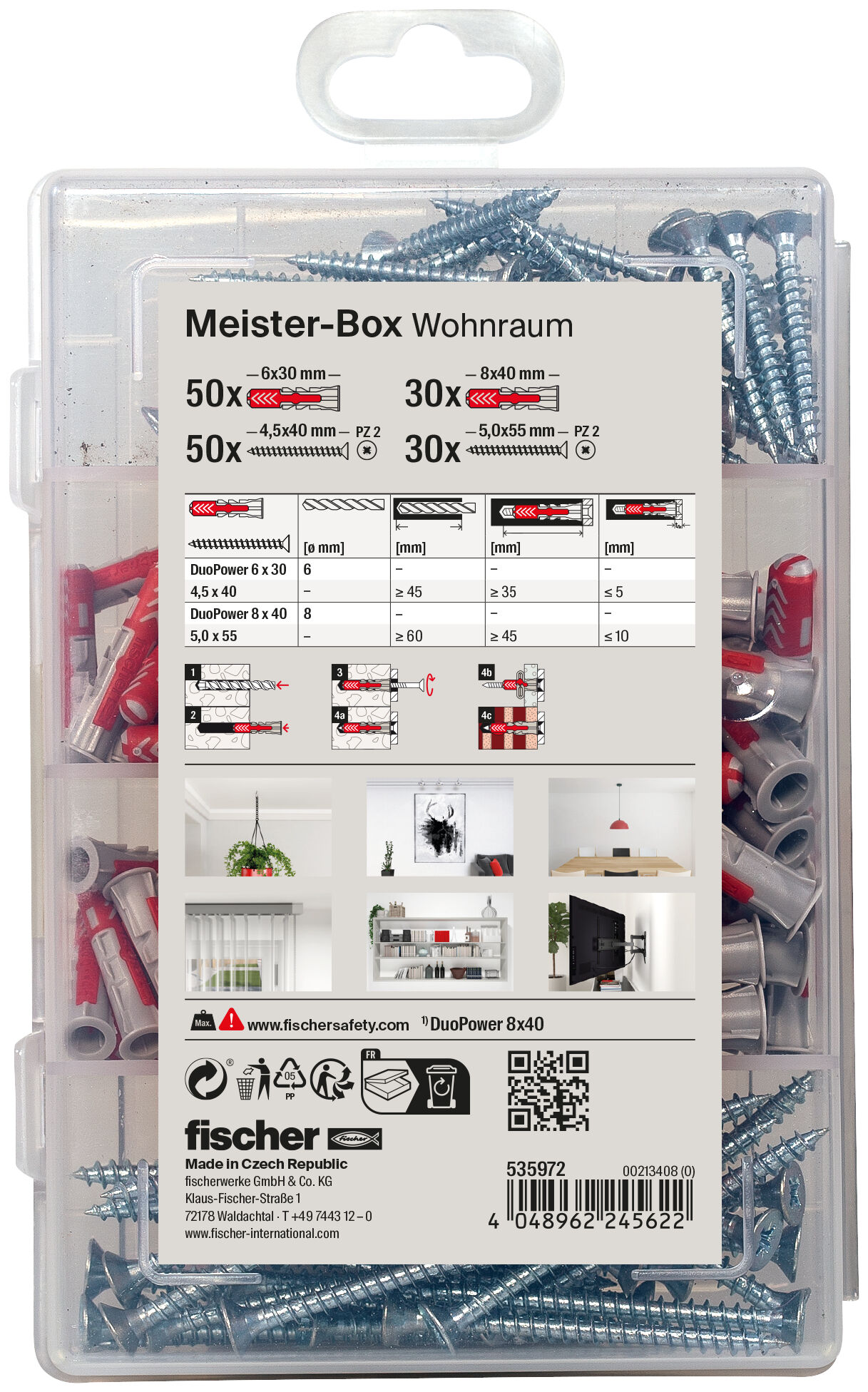 Packaging: "fischer Meister-Box Wohnraum + Schrauben (160)"