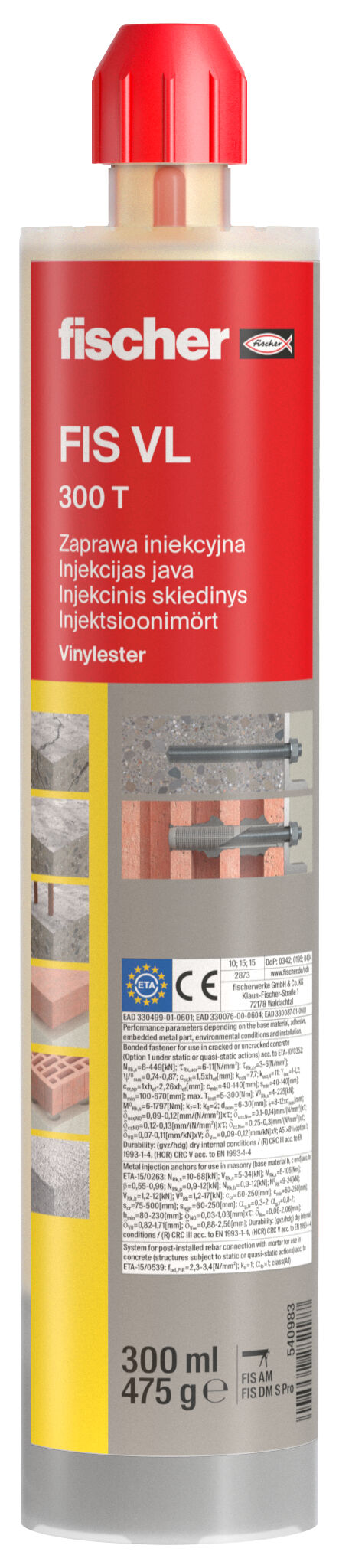 Product Picture: "fischer injection mortar FIS VL 300 T in bucket"