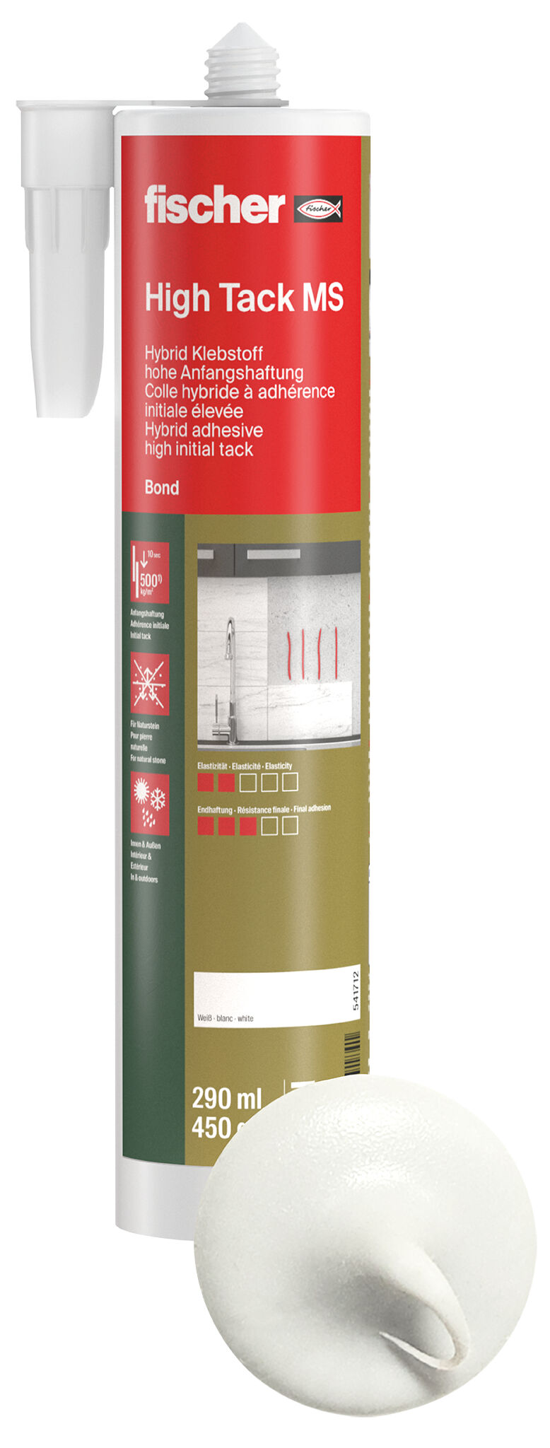 Product Picture: "fischer hybrid adhesive High Tack MS white 290 ml"