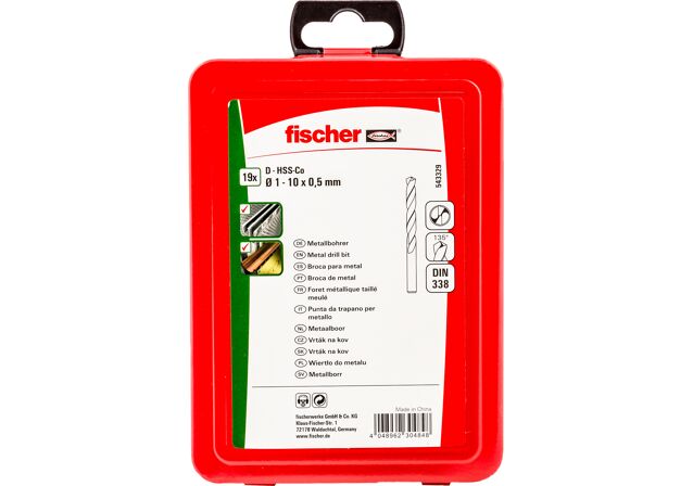 Product Picture: "fischer Metal drill bit HSS-Co Set 1-10mm 19 pcs"