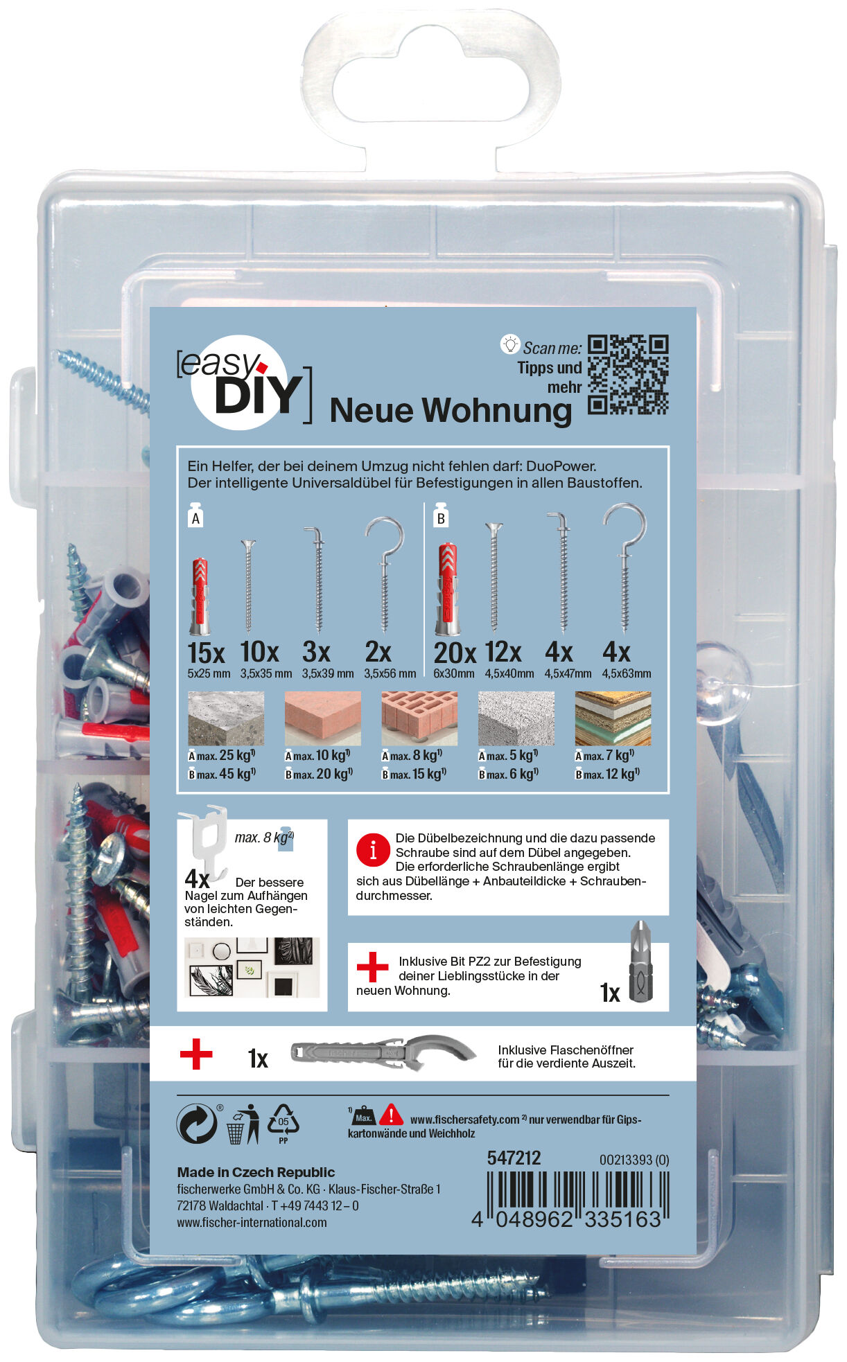 Verpackung: "fischer EasyDIY Box Neue Wohnung (76 Teile)"