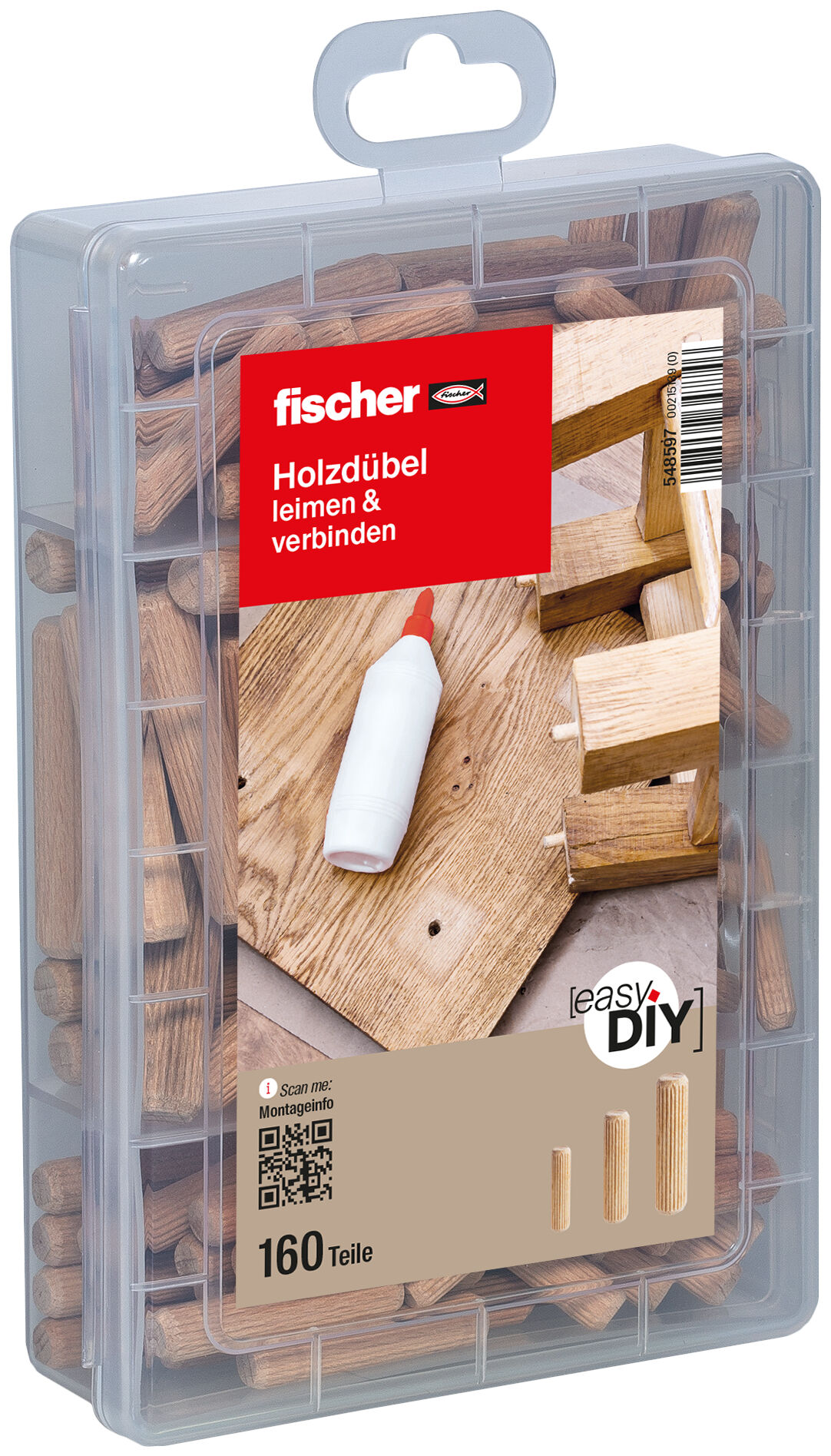Produktbild: "fischer EasyDIY Box Holzdübel (160 Teile)"